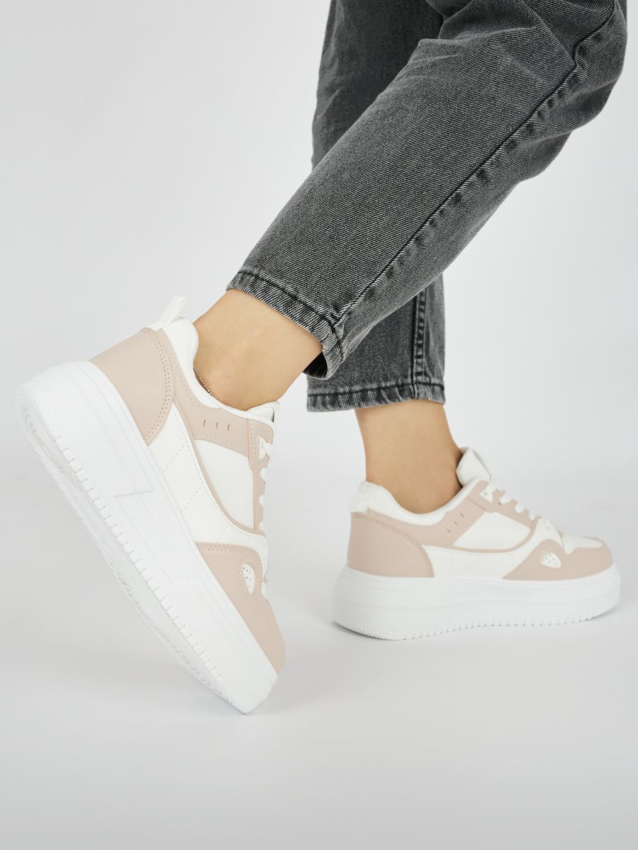 Bílo-růžové dámské sportovní tenisky na platformě