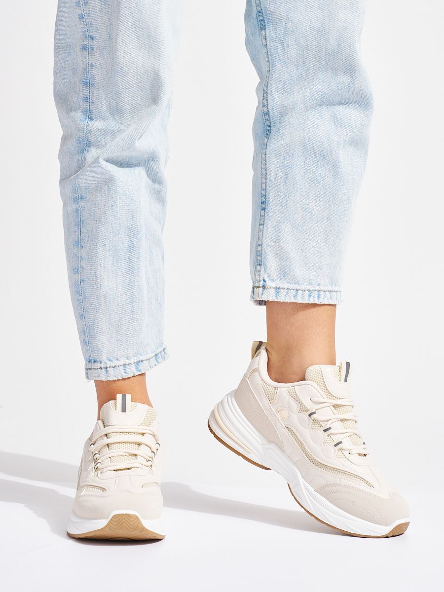 Béžové dámské sportovní tenisky na hrubé podrážce