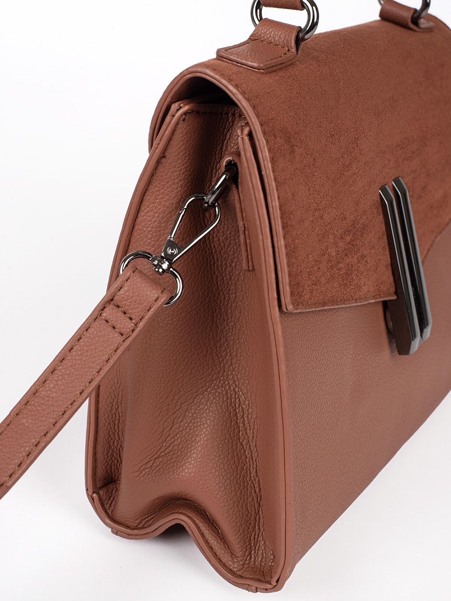 Hnědá elegantní kabelka v semišové kombinaci