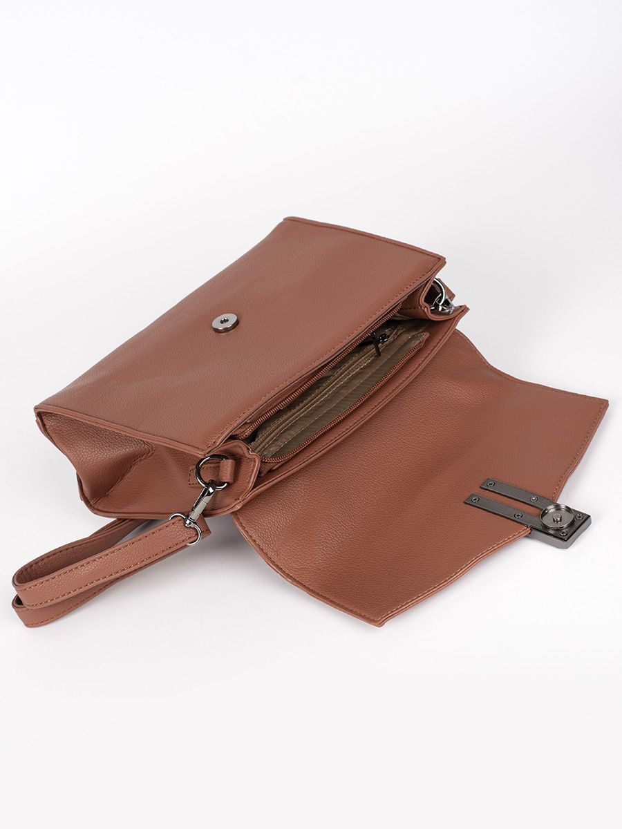 Hnědá elegantní kabelka v semišové kombinaci