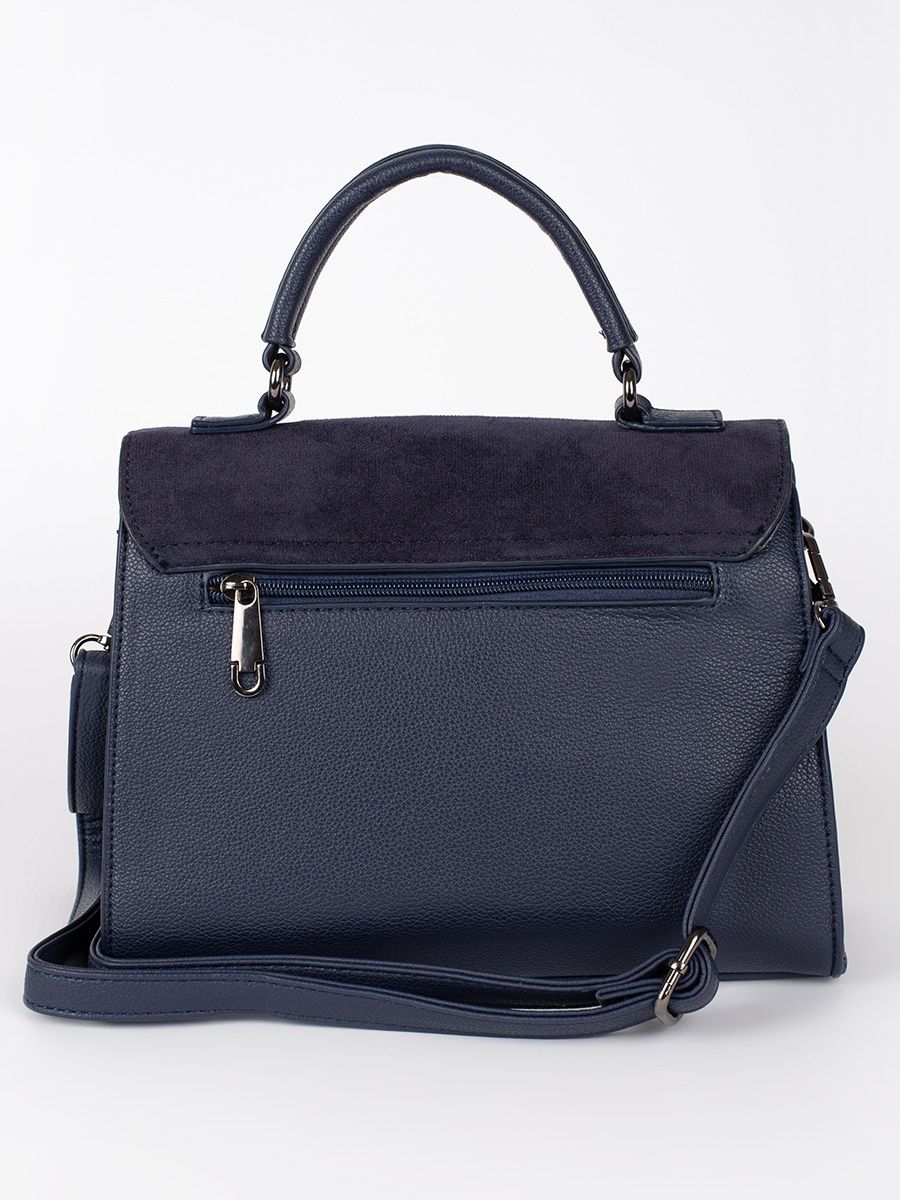 Tmavě modrá elegantní kabelka v semišové kombinaci