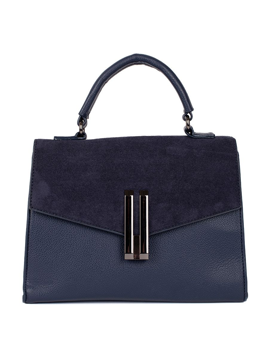 Tmavě modrá elegantní kabelka v semišové kombinaci