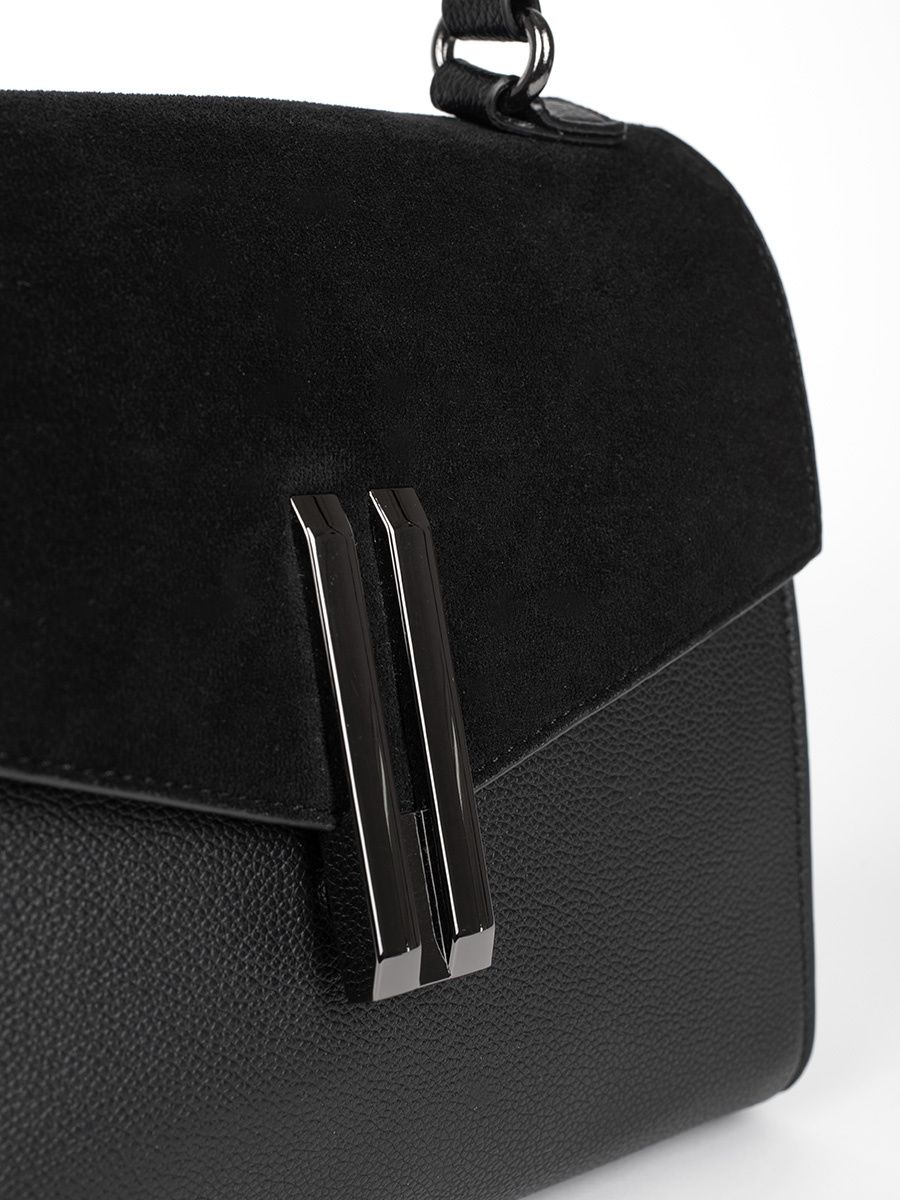 Černá elegantní kabelka v semišové kombinaci