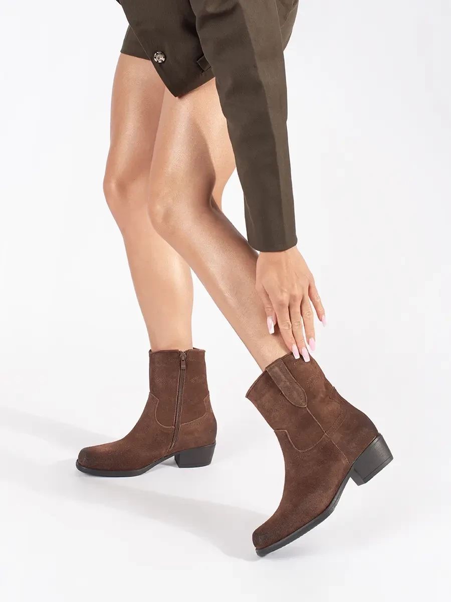 Hnědé kožené kotníkové kozačky Sergio Leone