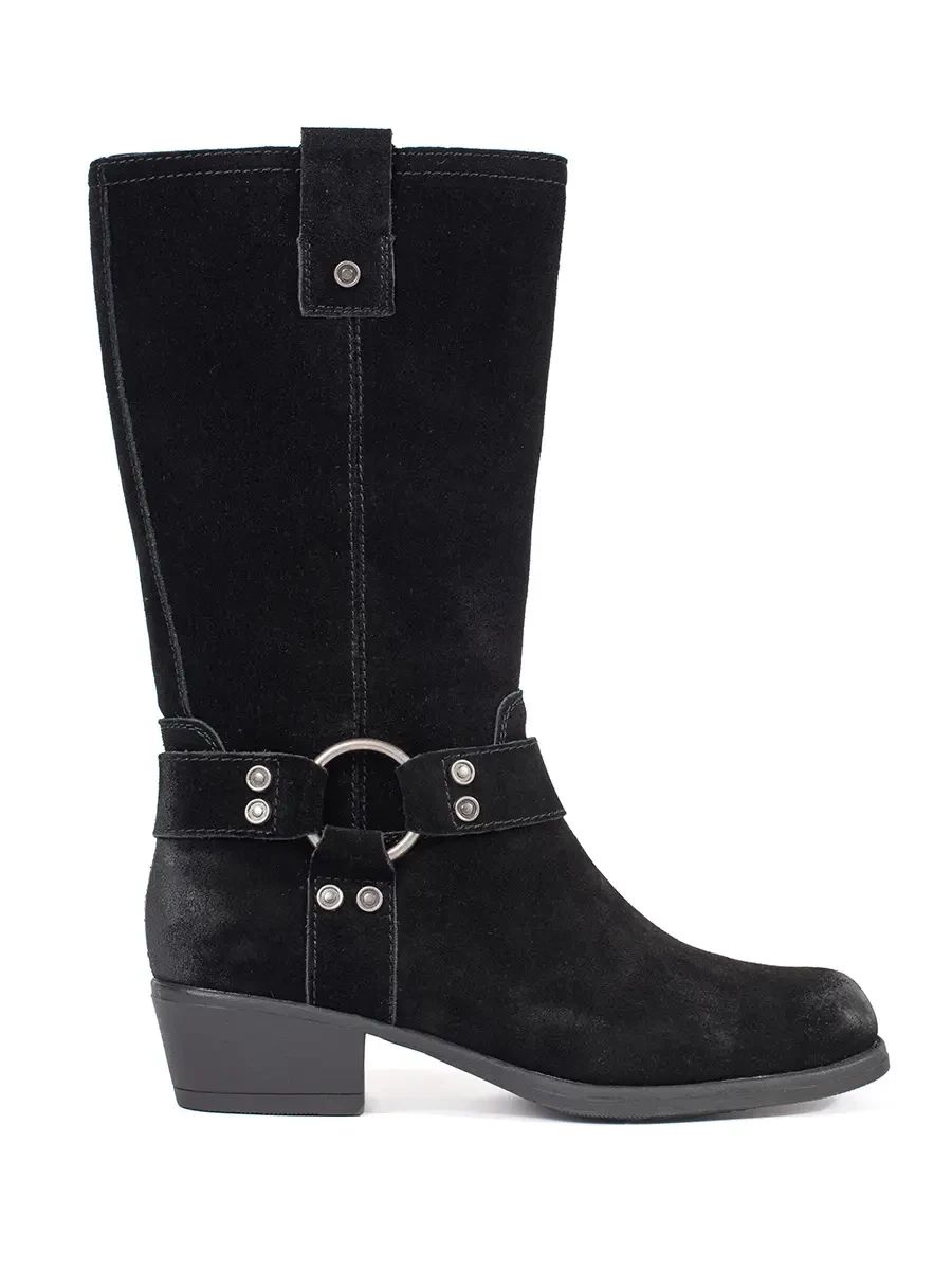 Černé kožené cowboy kozačky Sergio Leone