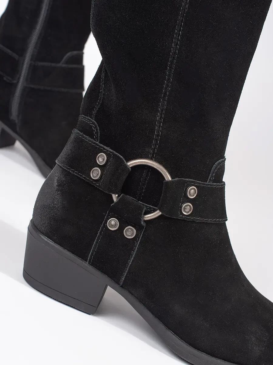 Černé kožené cowboy kozačky Sergio Leone