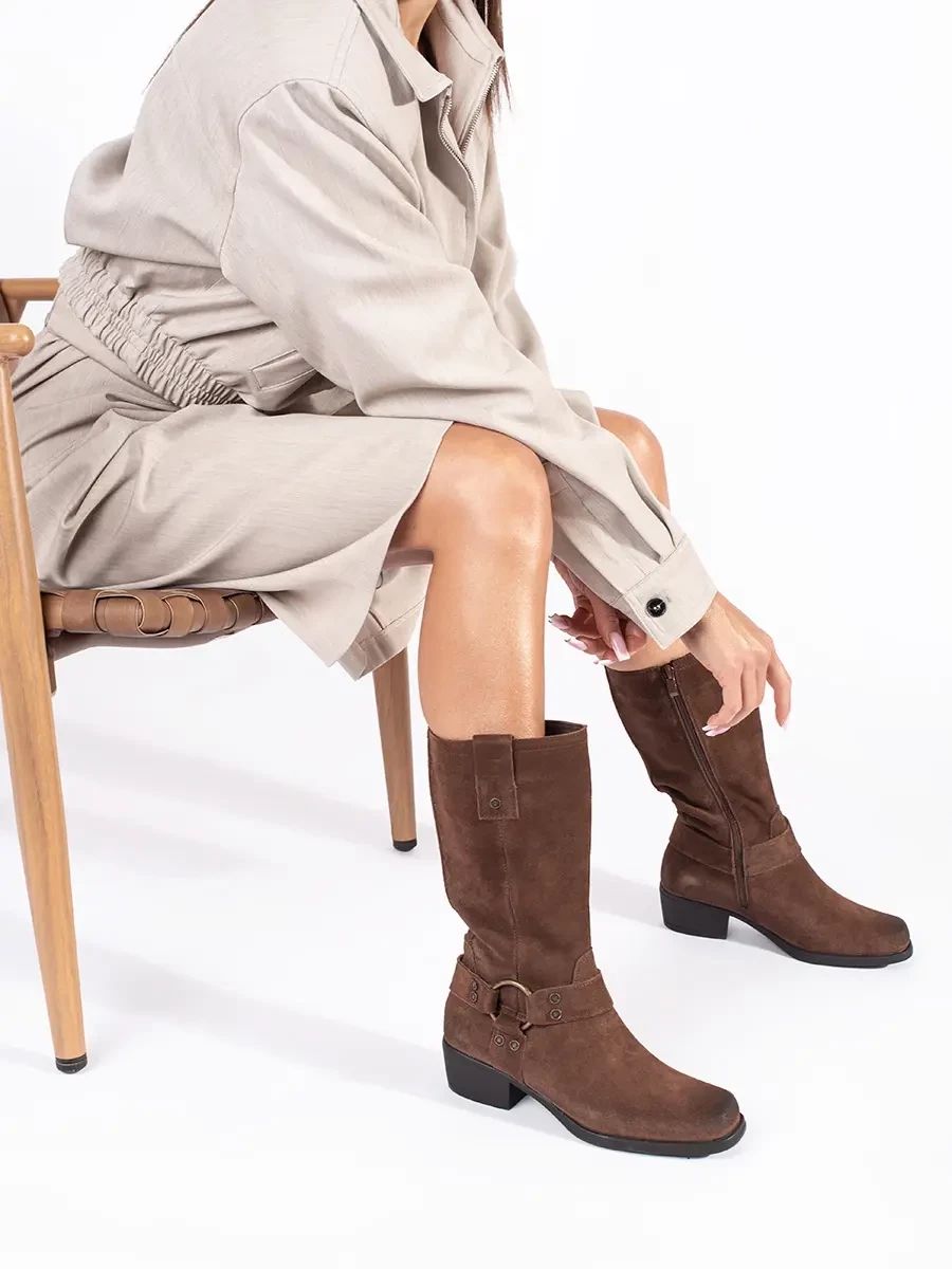 Hnědé kožené kotníkové kozačky Sergio Leone