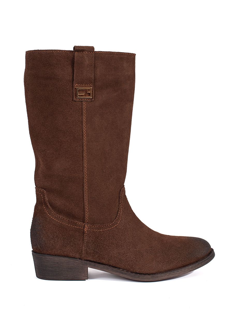 Hnědé kožené dámské kozačky na podpatku Sergio Leone