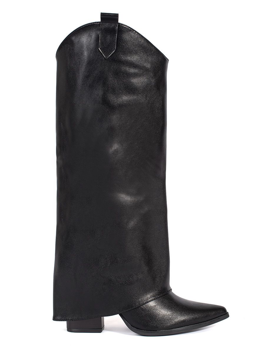 Černé dámské kovbojské kozačky na podpatku