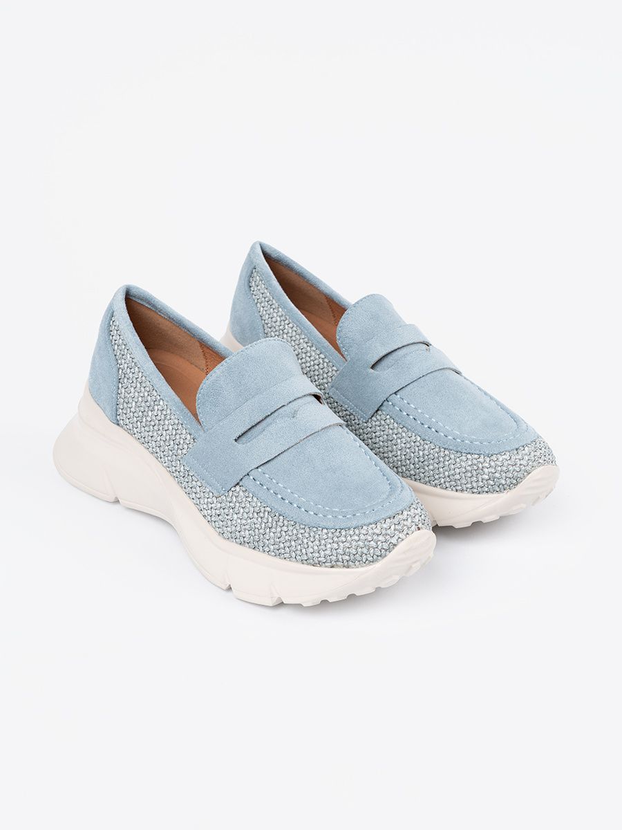 Modré polobotky na hrubé podrážce