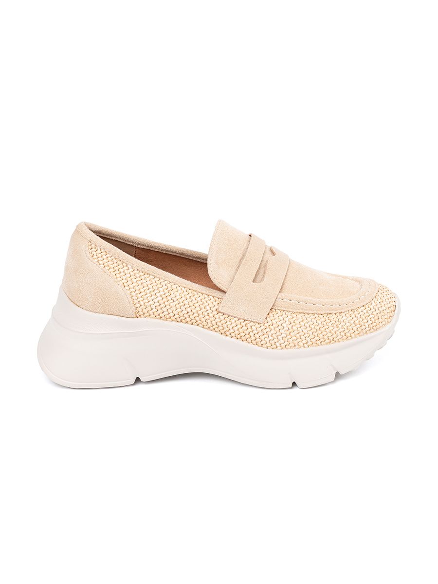 Světle béžové polobotky na hrubé podrážce