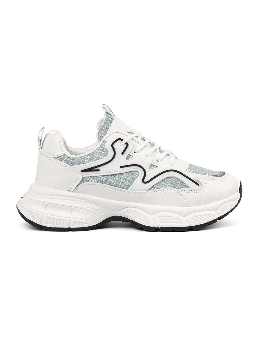 Bílo-zelené sneakersy s ozdobnými prvky