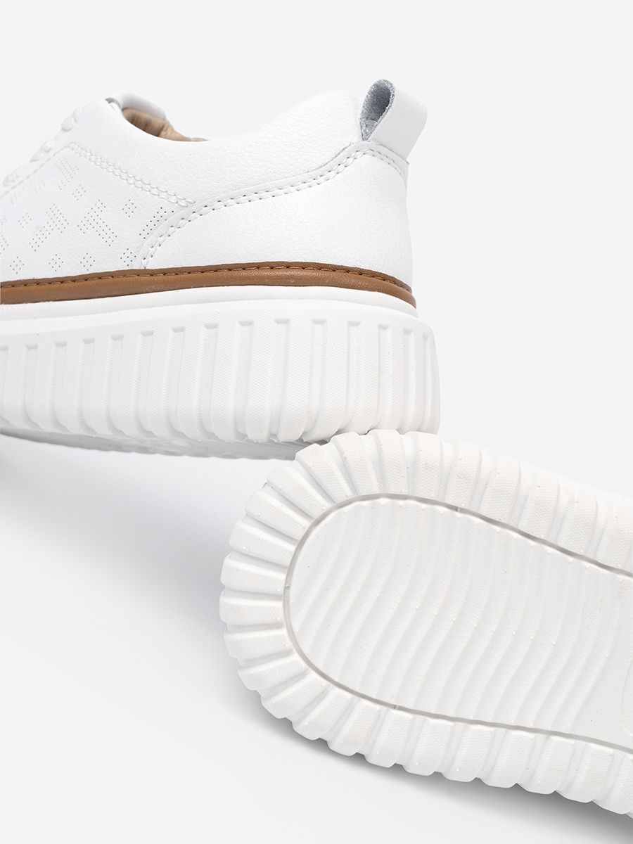 Bílé kožené sneakersy na platformě Sergio Leone