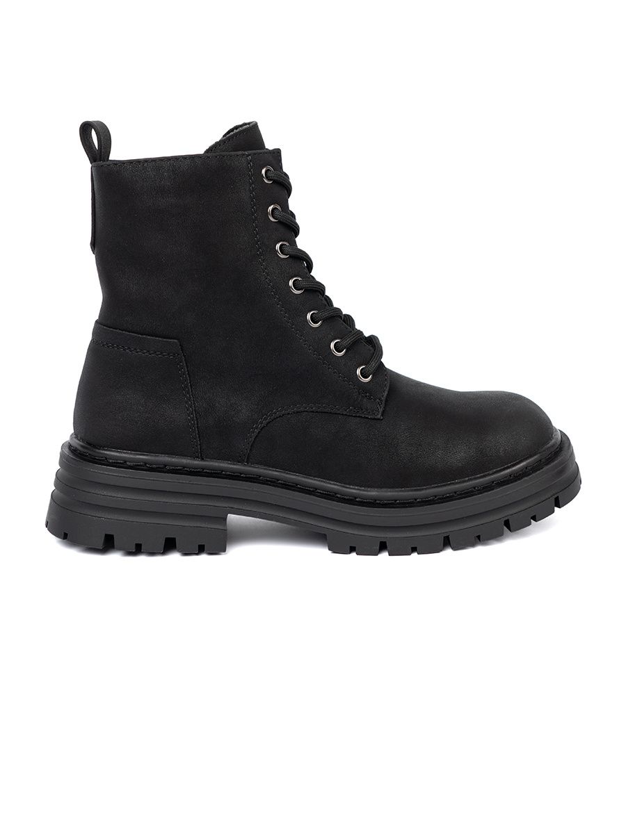 Černé kotníkové boty se šněrováním a protiskluzovou podrážkou