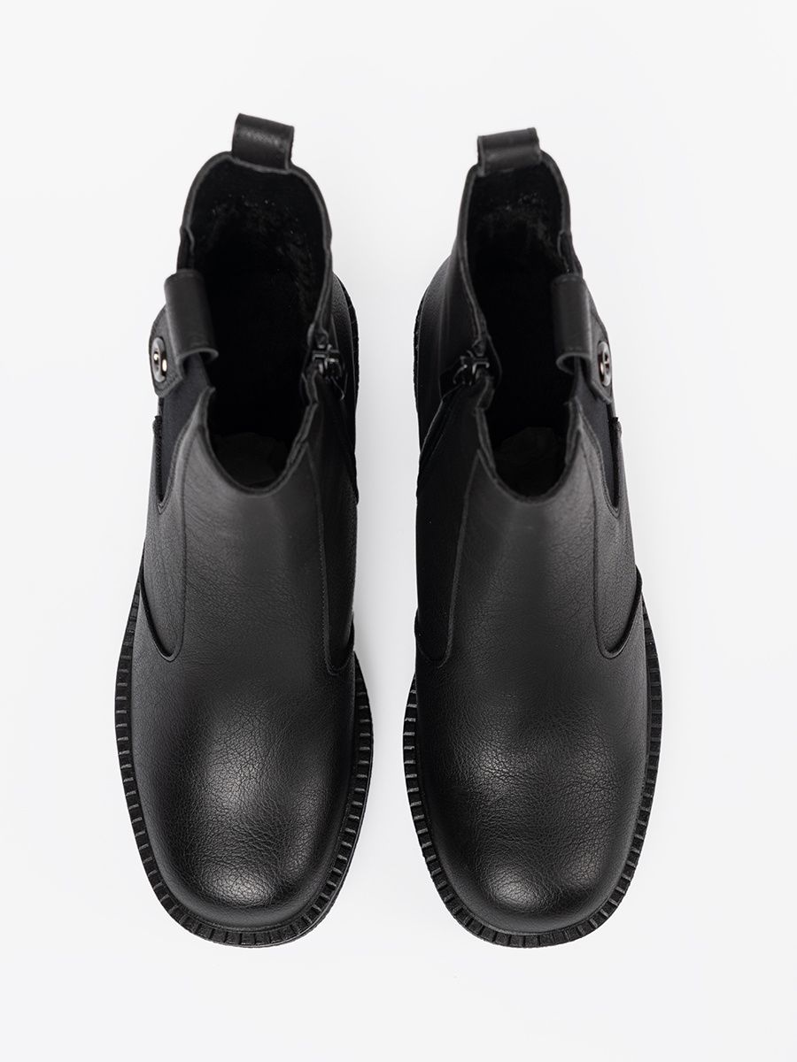 Elegantní černé kotníkové kozačky s elastickým vsazením