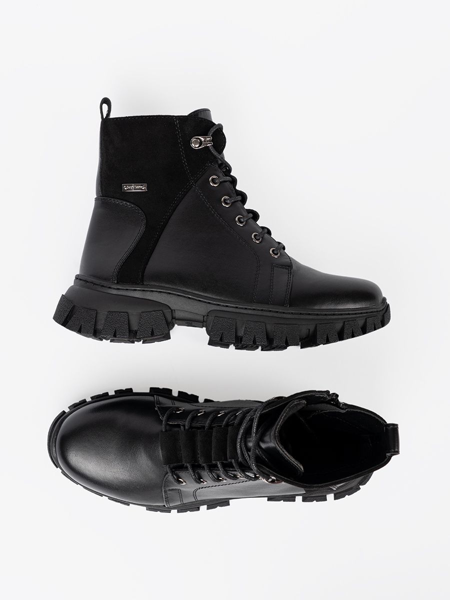 Černé kotníkové kozačky s masivní podrážkou a zipem