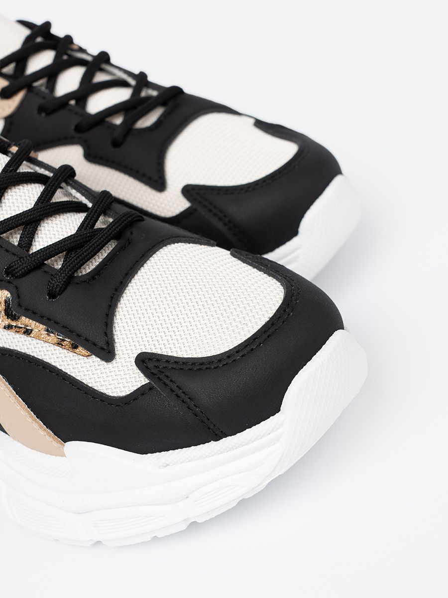 Černo-béžové dámské sneakersy na hrubé podrážce