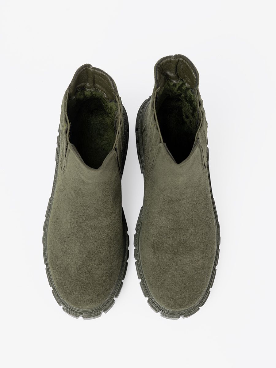 Zelené kotníkové kozačky s elastickými vsadkami