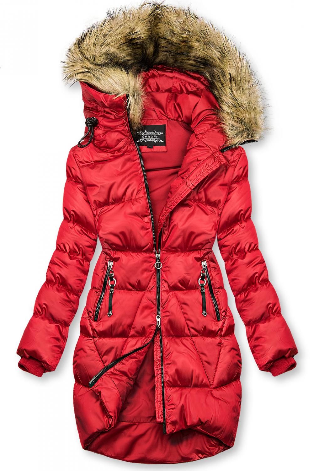 Červená lesklá zimní bunda