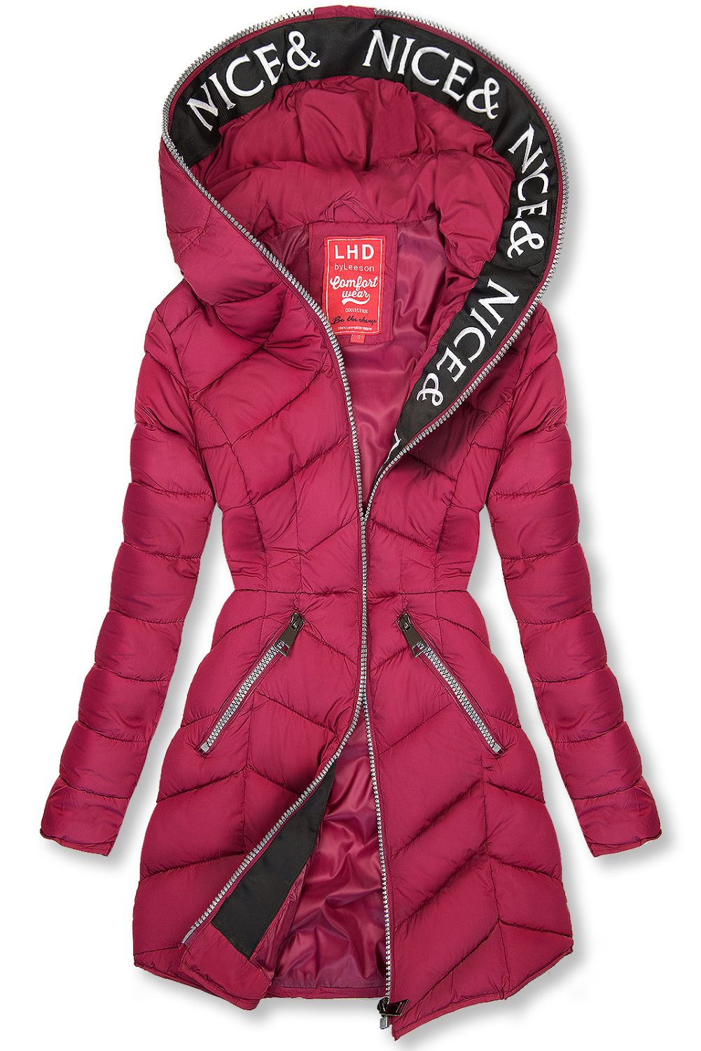 Vínově červená lehká prošívaná bunda