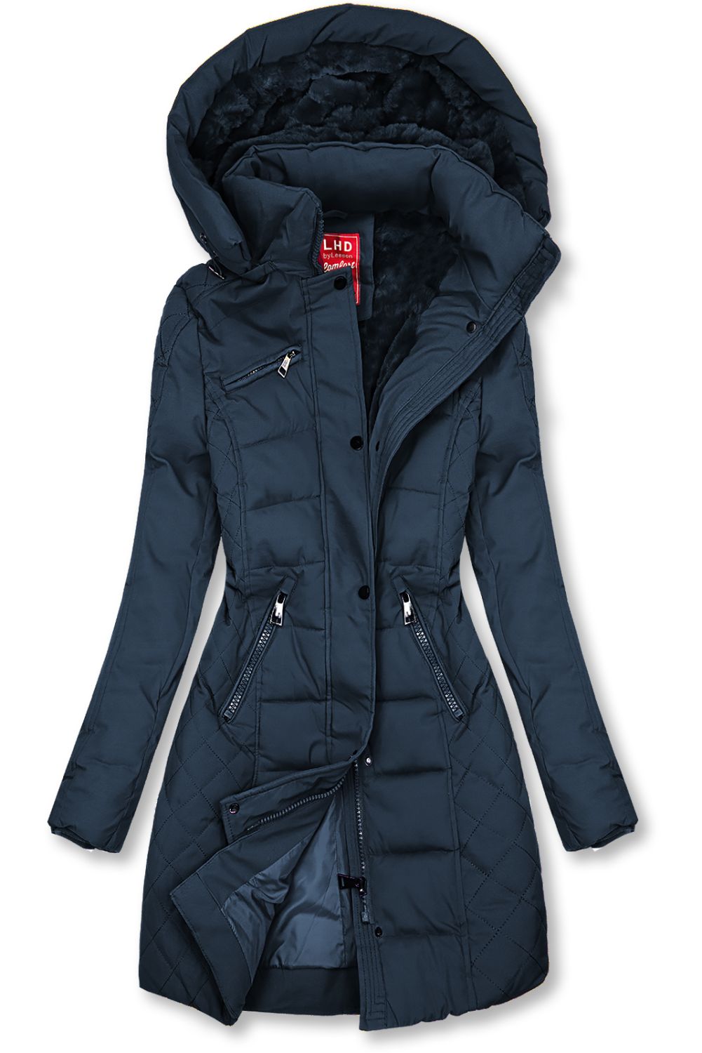 Teplá prošívaná bunda v tmavě modré barvě