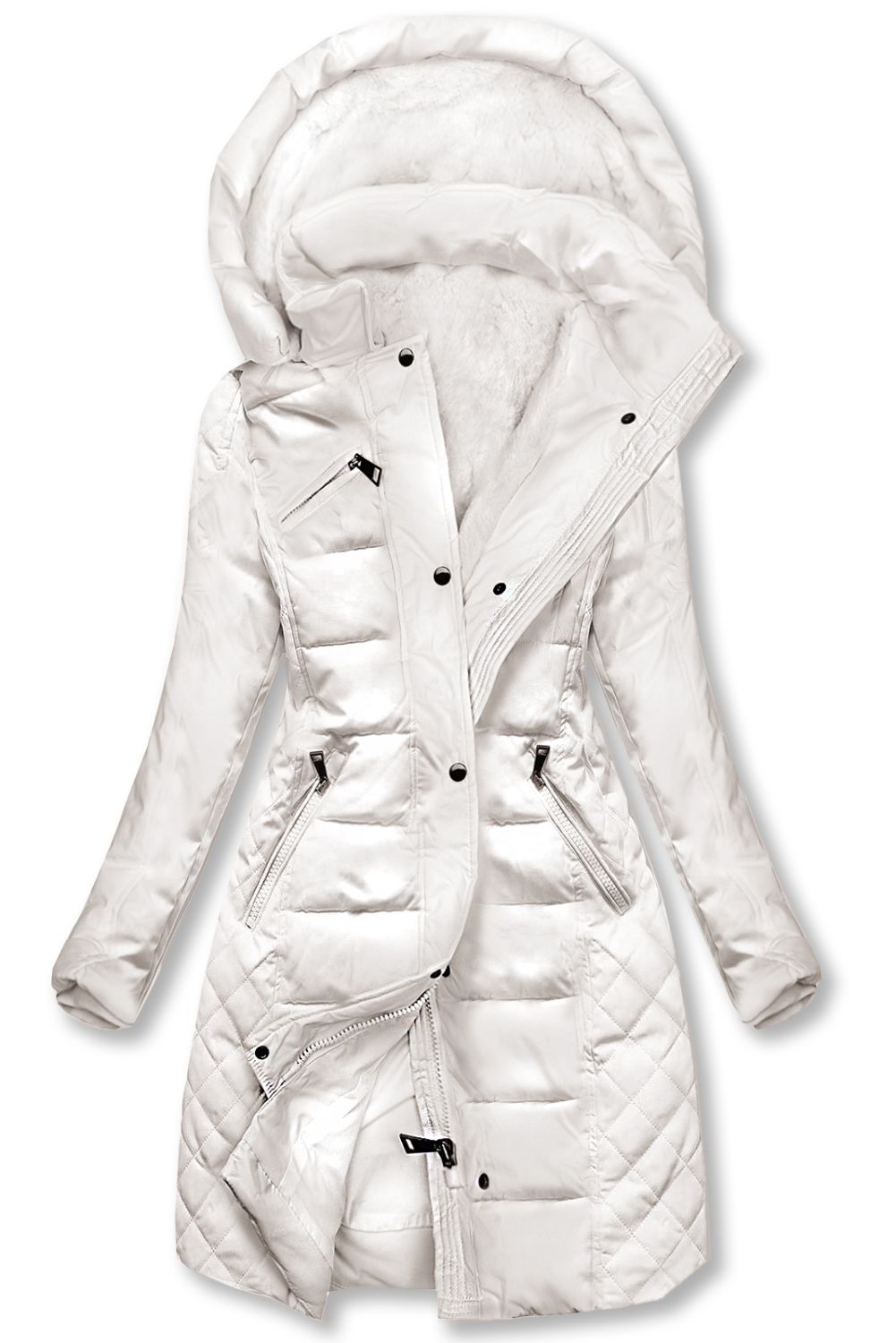 Teplá prošívaná bunda v ecru barvě