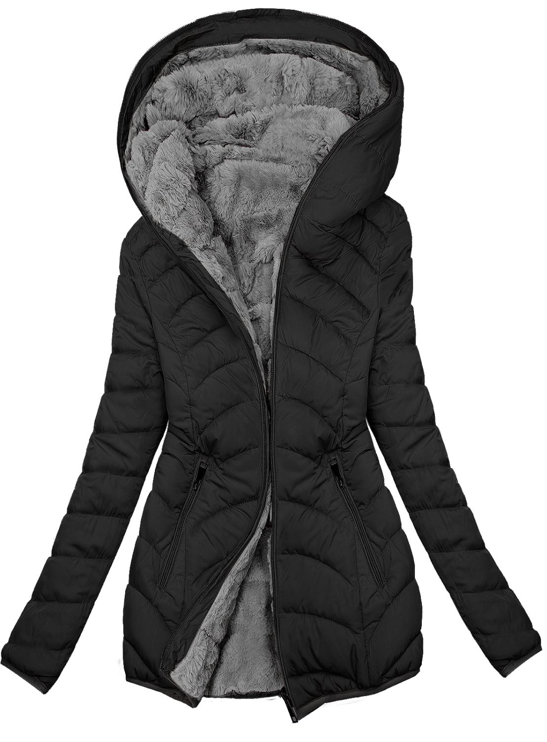 Oboustranná zateplená bunda černá/šedá