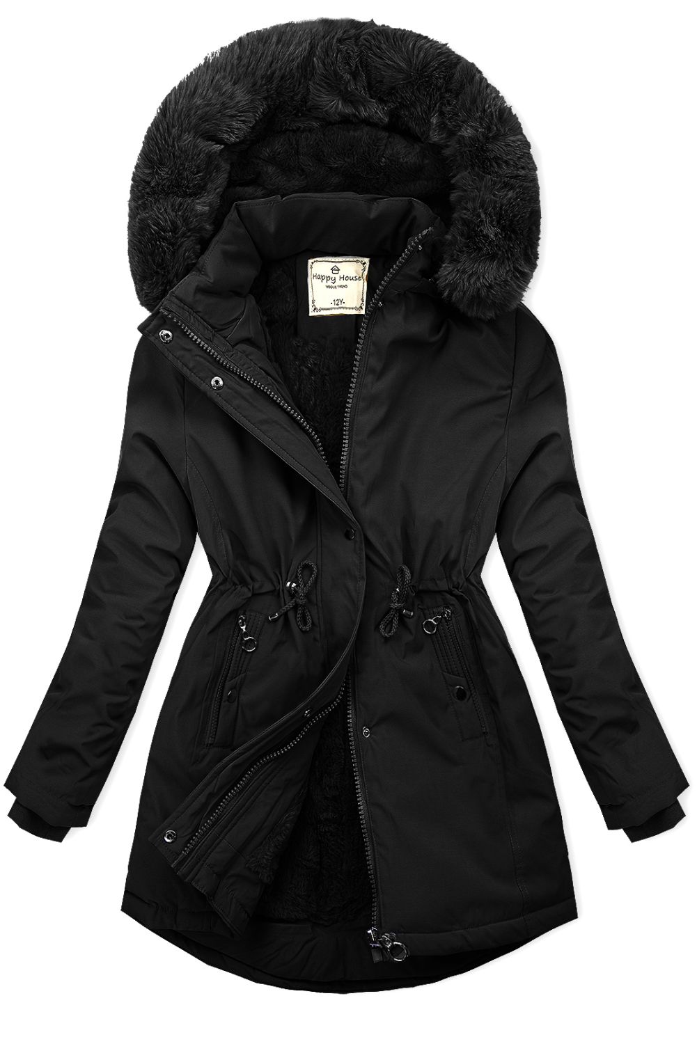 Černá dětská parka s kožešinou