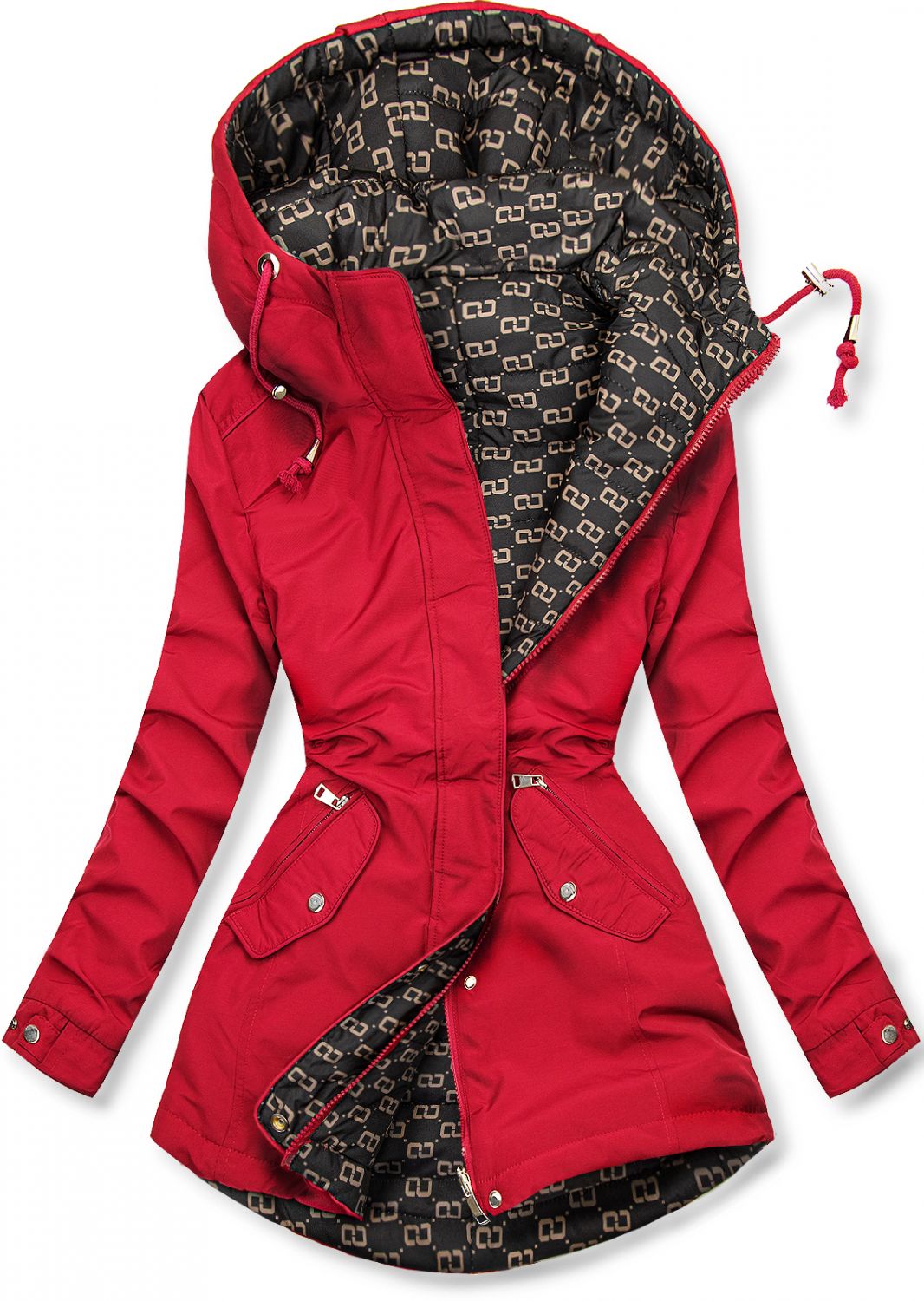 Oboustranná přechodná parka červená/černá