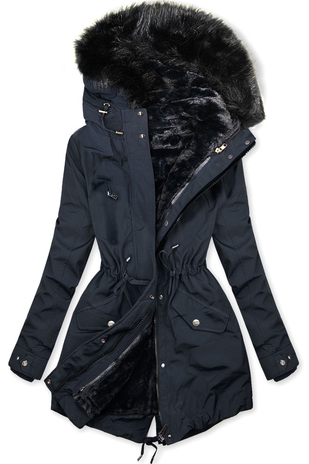 Tmavě modrá zimní parka s odnímatelnou podšívkou