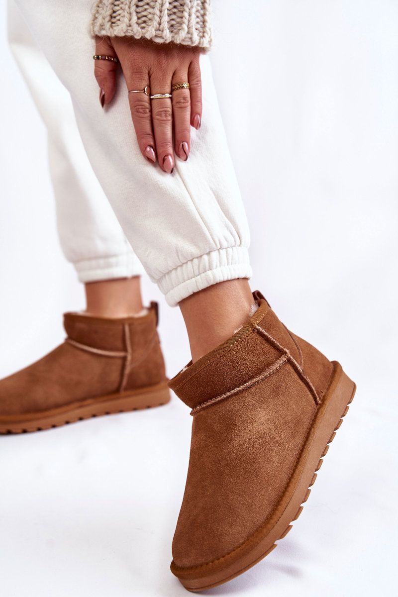 Semišové nízké sněhule camel