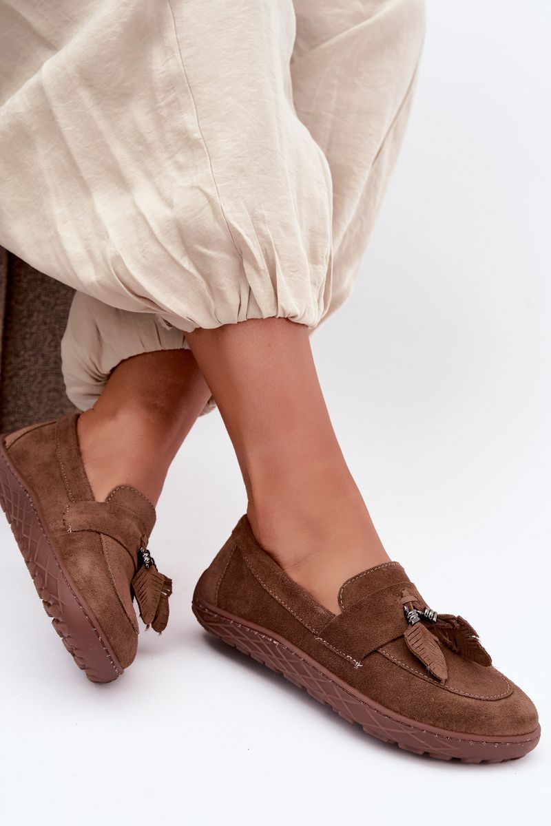 Barefoot mokasíny z přírodního semiše, hnědé