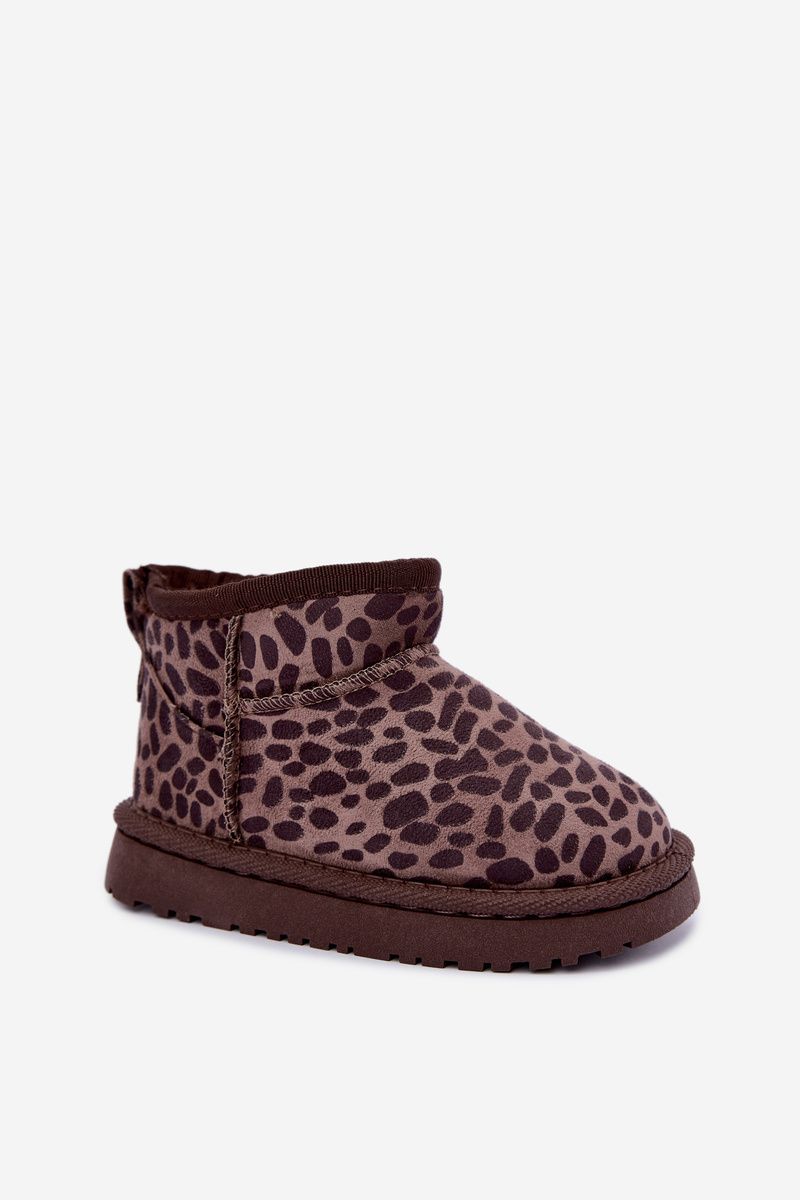 Sněhule s leopardím vzorem, hnědé, z eko semiše