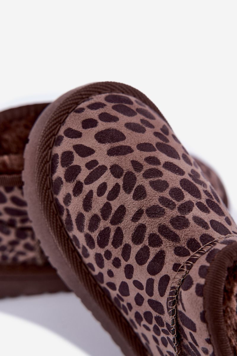 Sněhule s leopardím vzorem, hnědé, z eko semiše