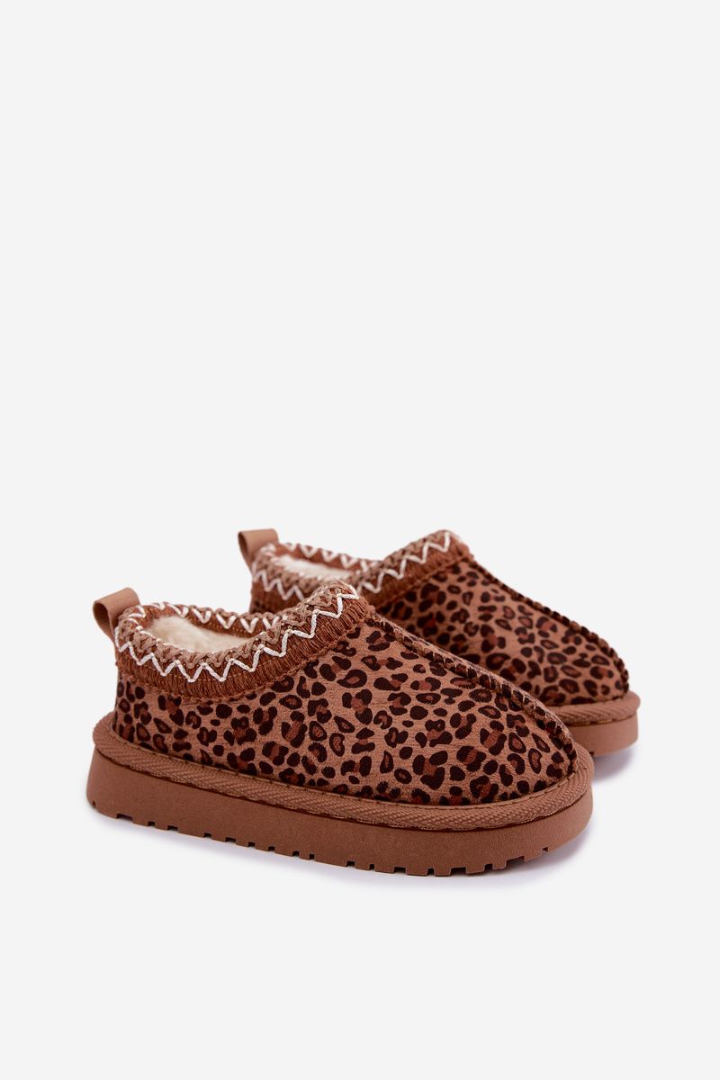 Hnědé sněhule s leopardím vzorem a výšivkou
