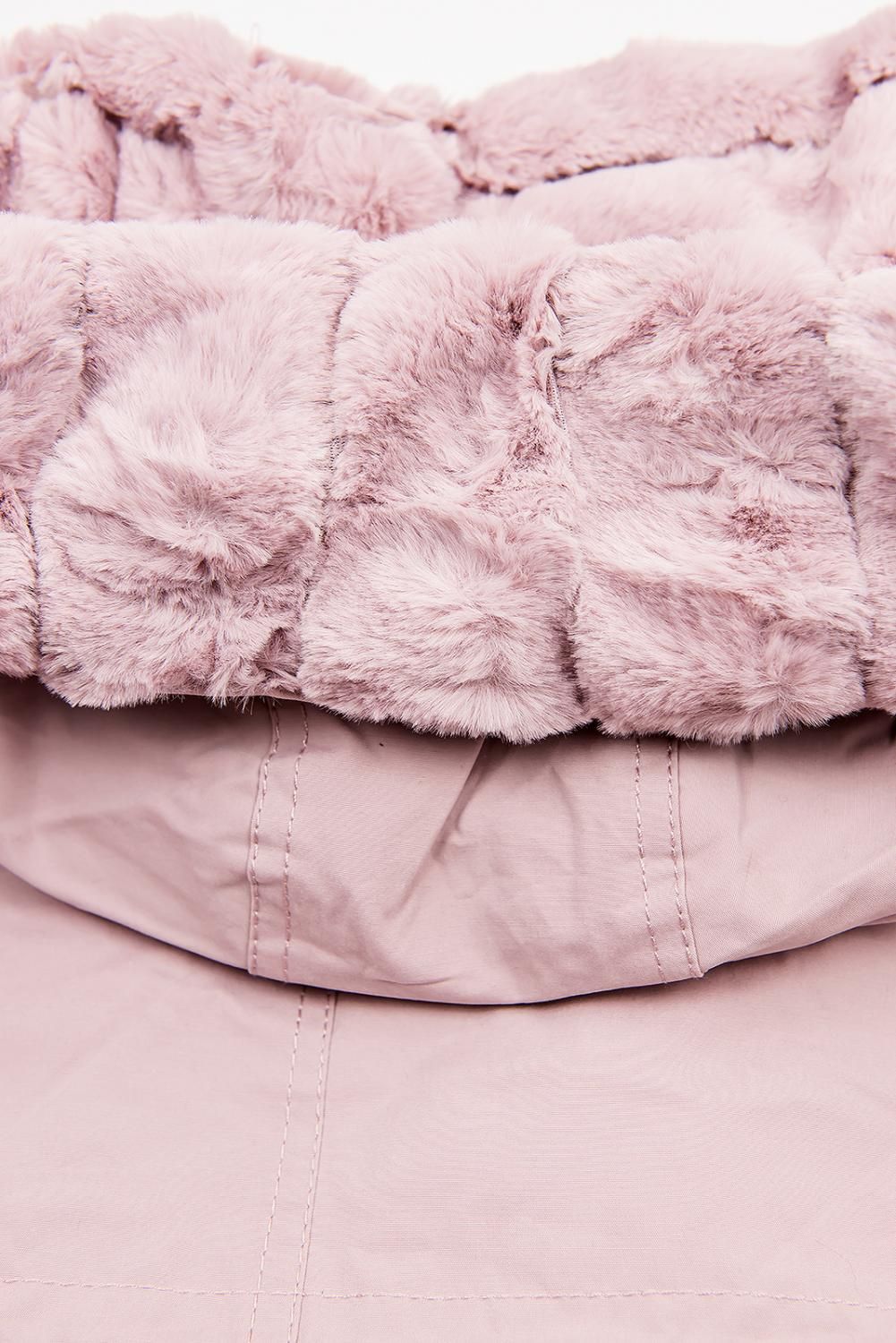 Růžová bavlněná parka s plyšovým vnitřkem