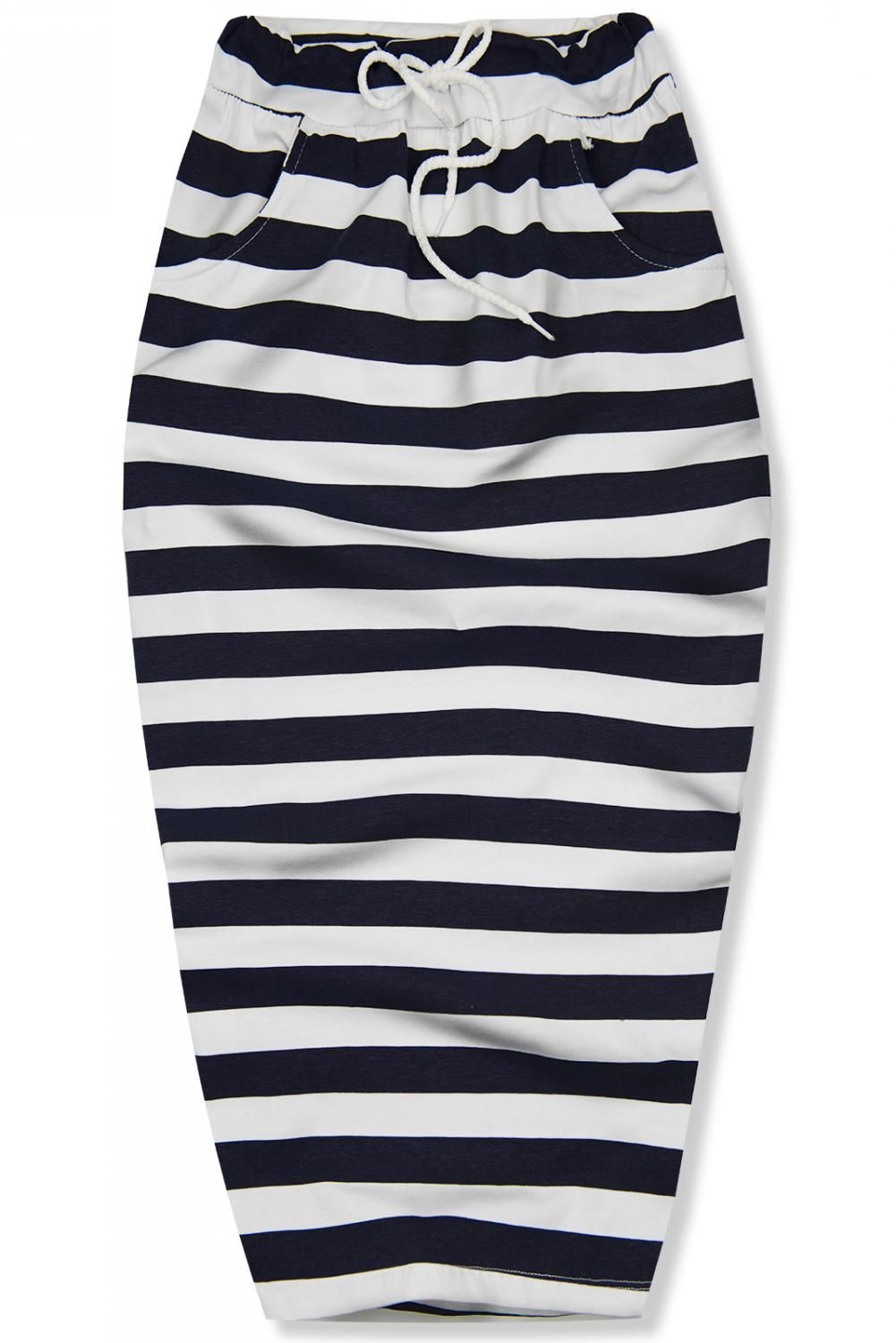 Modro-bílá pruhovaná midi sukně X.