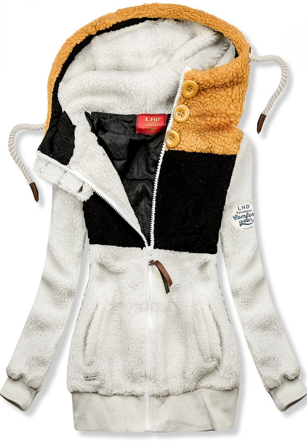 Bílo-černá zimní teplá mikina