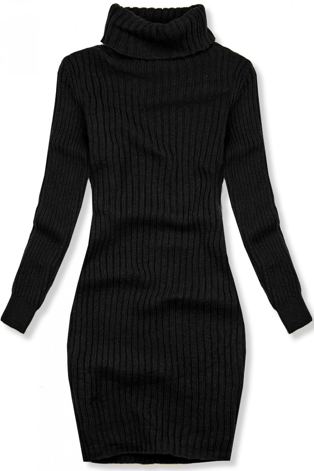 Černé pletené rolákové šaty