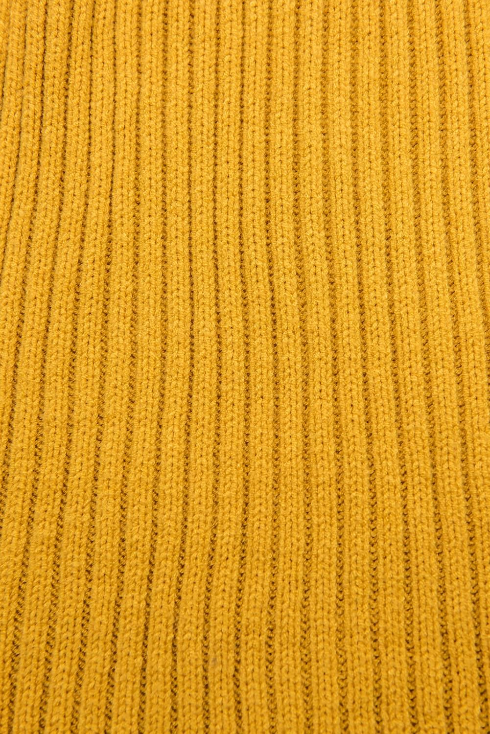 Žluté pletené rolákové šaty