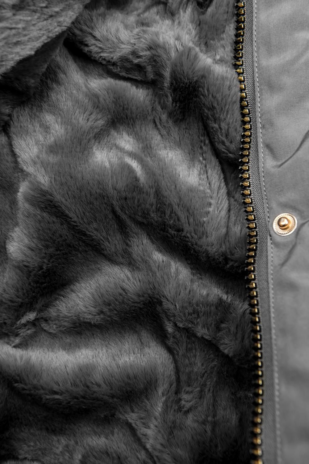 Šedá zimní oboustranná zateplená parka