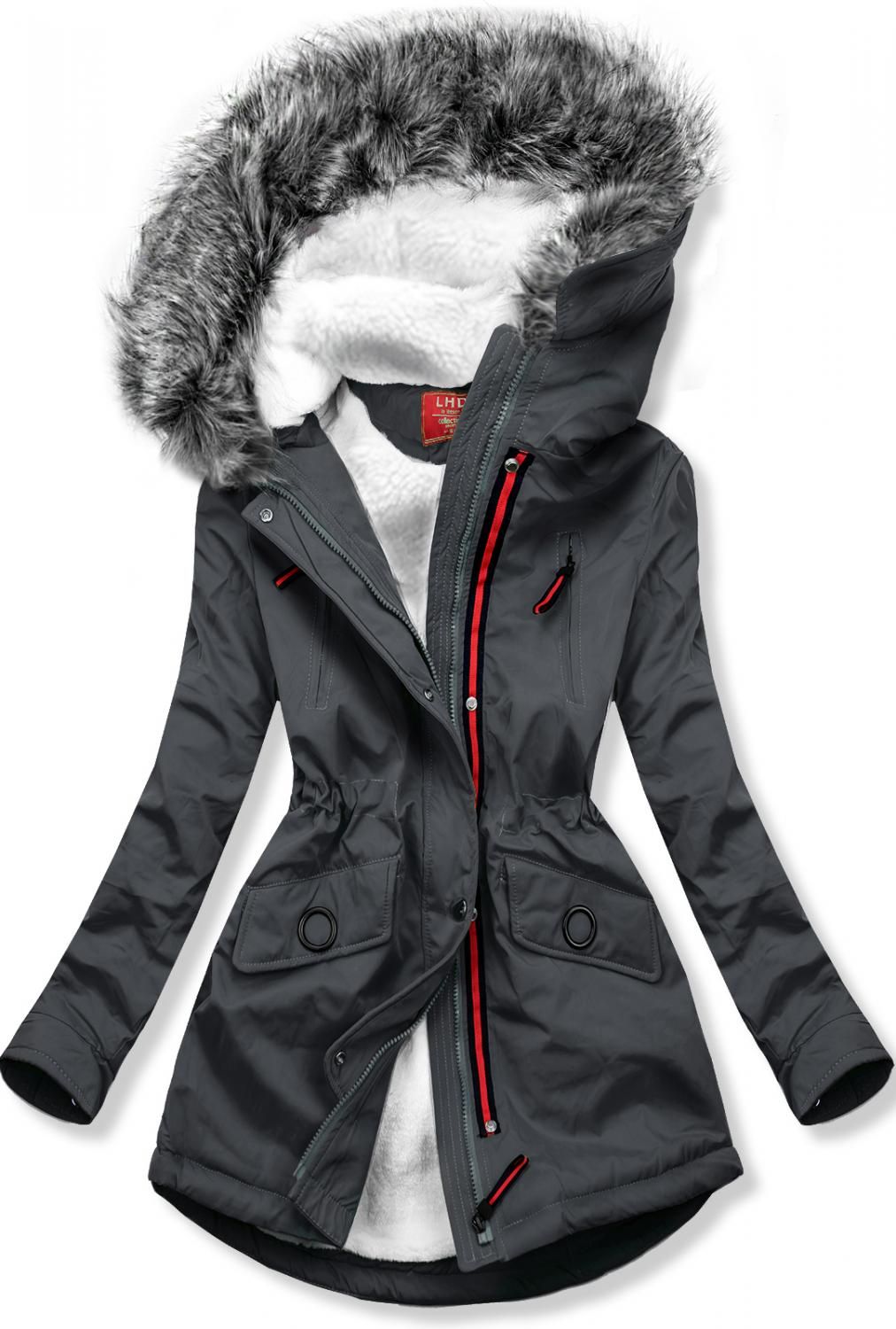 Šedá parka na období podzim/zima