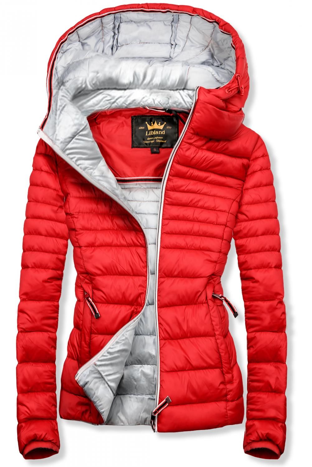 Červená lehká prošívaná bunda