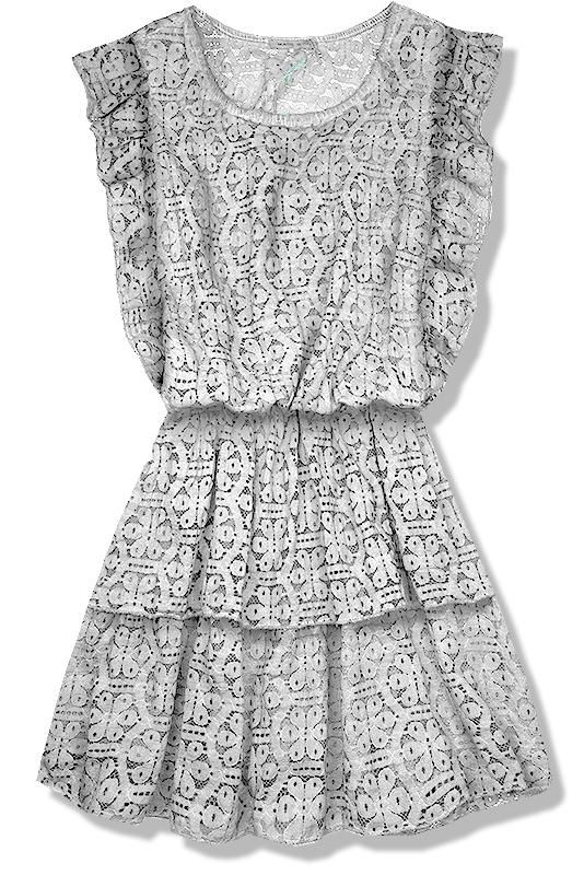 Šedé krátké krajkové šaty