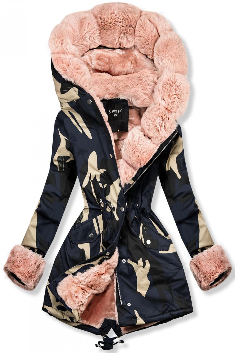 Army parka s růžovou kožešinou