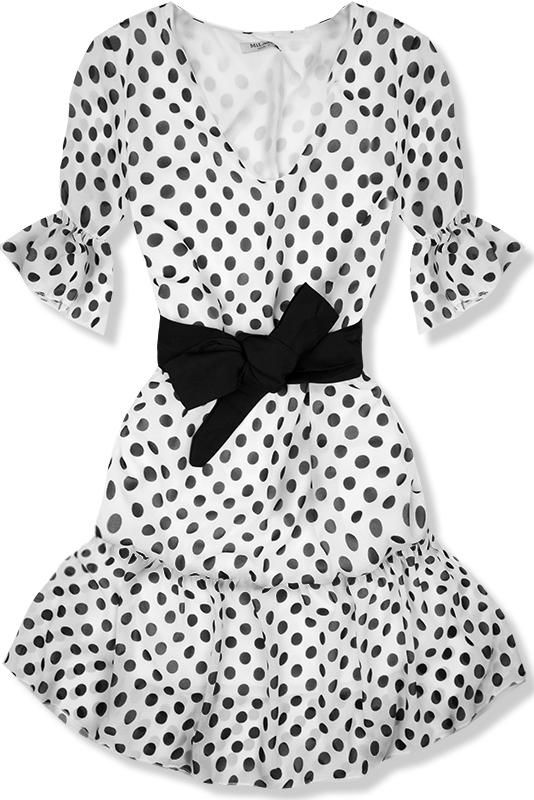 Bílé puntíkované šaty