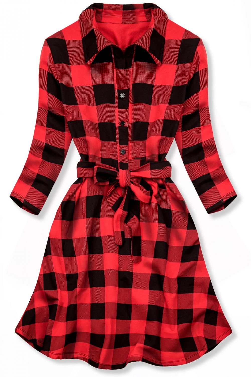 Červeno-černé kárované šaty