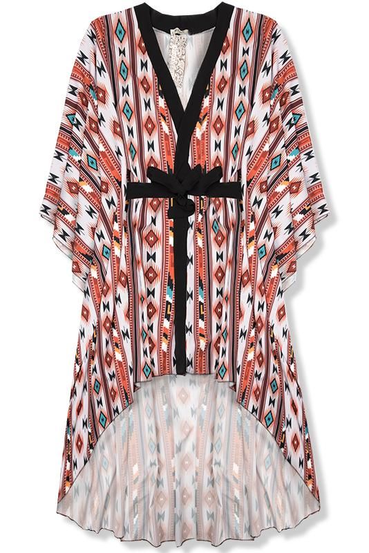 Dlouhé vzorované kimono