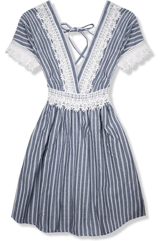 Tmavě modré letní šaty s holými zády