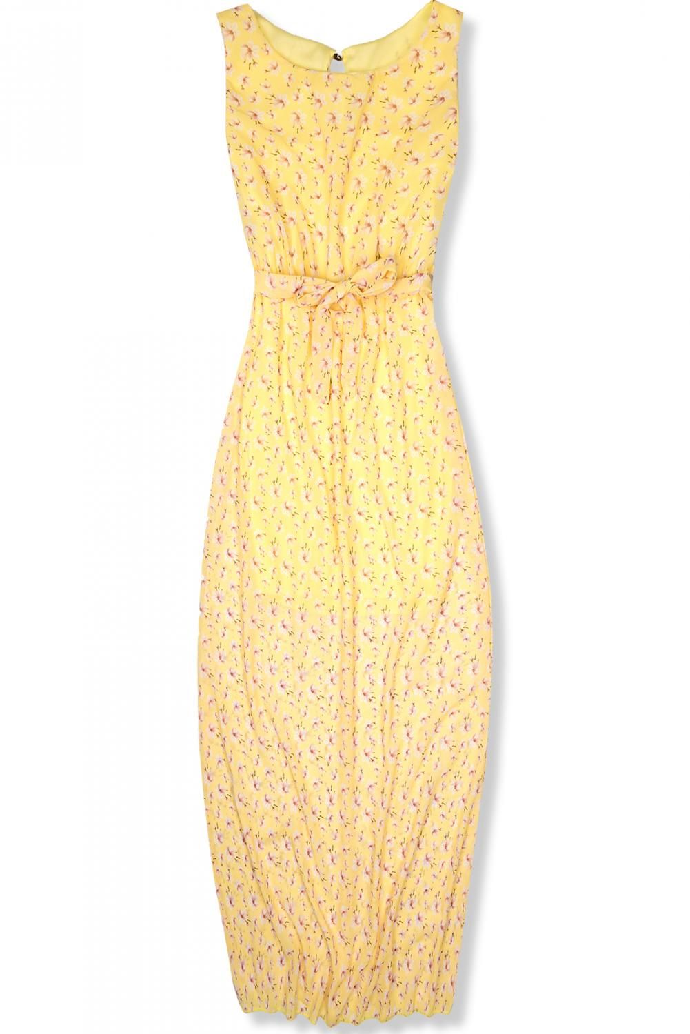 Žluté květinové maxi šaty